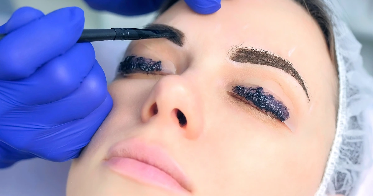 A woman undergoing Eyebrow tinting in Morristown, TN