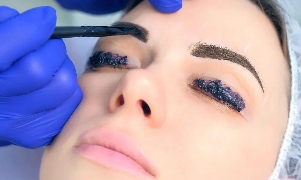 A woman undergoing Eyebrow tinting in Morristown, TN